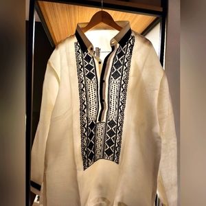 Men's Navy Embroidered Barong